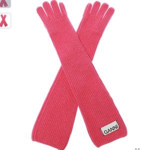 GANNI pink long gloves